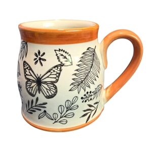 Young's INC Black and Natural White Botanical Mug